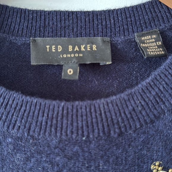 Ted Baker Nelina Sugarplum Embroidered Dragonfly Sweater Navy - Picture 13 of 16